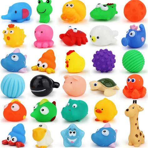 4PCS/Set Baby Kids Bath Toys Rubber Cartoon Ocean Sea Animals Float in ...