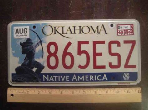 OKLAHOMA NATIVE AMERICA LICENSE PLATE #944MYW