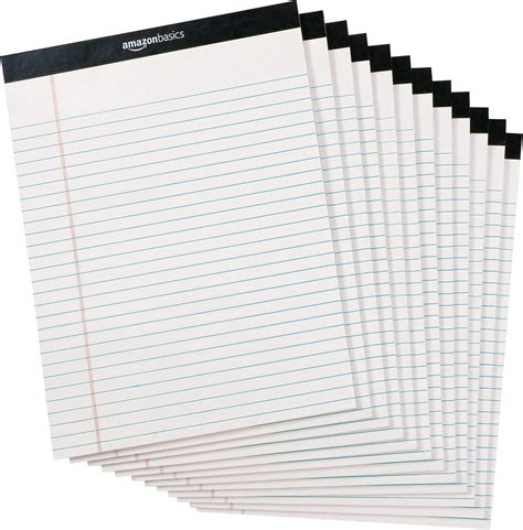 Amazon Basics Wide Ruled 8.5 x 11.75-Inch Lined Writing Note Pads - 12 ...