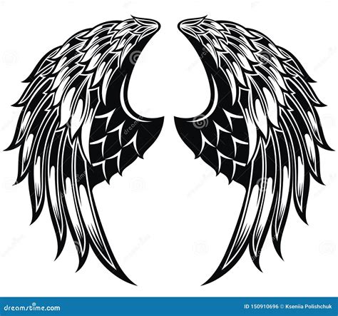 Black and White Angel Wings. Vector Illustration Stock Vector ...