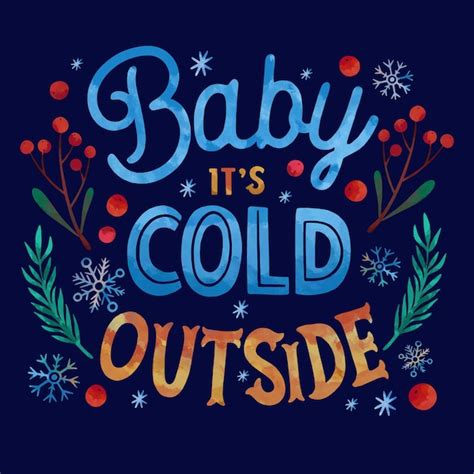 Free Vector | Baby it's cold outside lettering on winter background