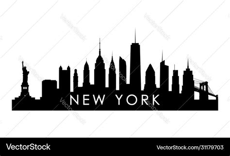 New york skyline silhouette black city Royalty Free Vector