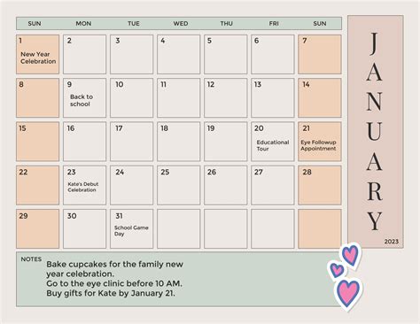 Cute January 2024 Calendar in EPS, Illustrator, JPG, Word, SVG ...