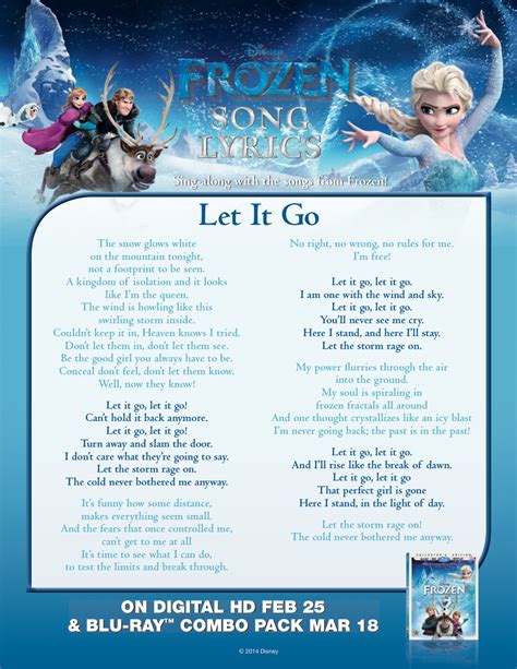 Frozen Let it go lyric sheet - Elsa the Snow Queen Photo (36756465 ...