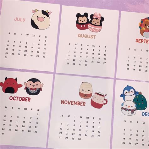 Squishmallow Inspired Mini Calendar 2022 Desk Calendar 12 | Etsy Australia