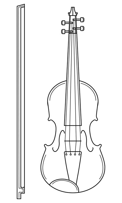 Hand drawn violin with a bow. Bowed musical instrument used in an ...