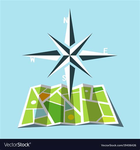 Cardinal direction symbol with map Royalty Free Vector Image