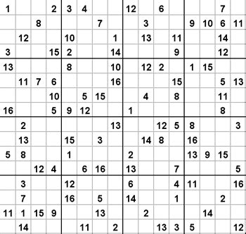 Sudoku - 16x16 Puzzles