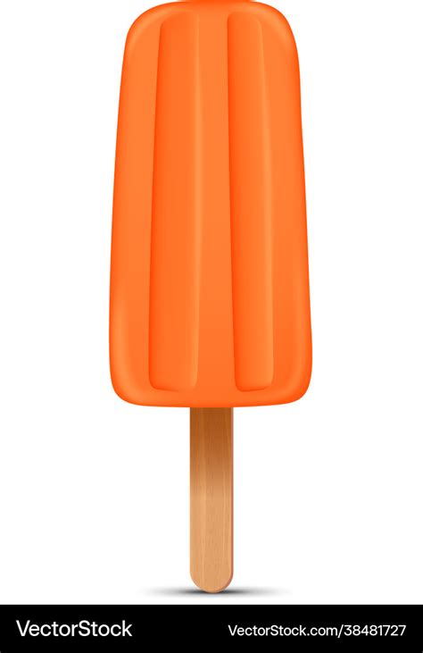 Orange ice cream with popsicle stick realistic Vector Image