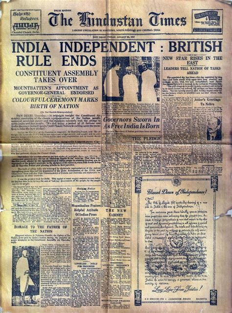 Newspaper from 1947, the day British Rule in India ended : pics