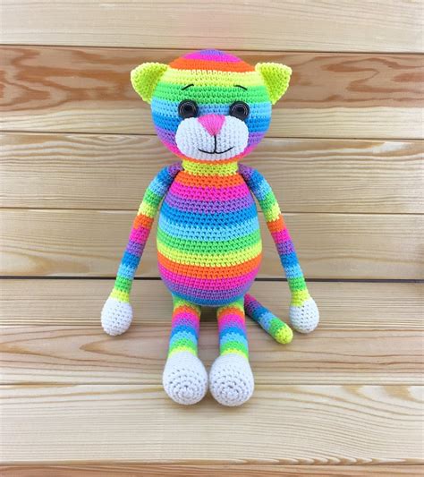 Crochet Rainbow Plush Cat Kitty Soft Stuffed Toy Plushie | Etsy