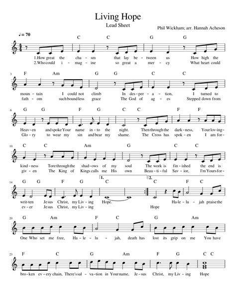 Living Hope by Phil Wickham LEAD SHEET (melody + chords) - piano tutorial