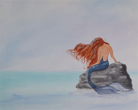 Mermaid on a Rock Painting by Dick Heberly - Fine Art America