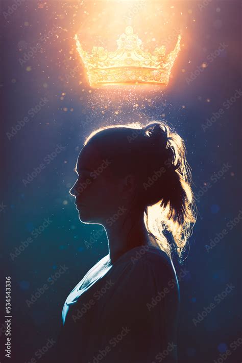 Woman with glowing crown Stock Photo | Adobe Stock