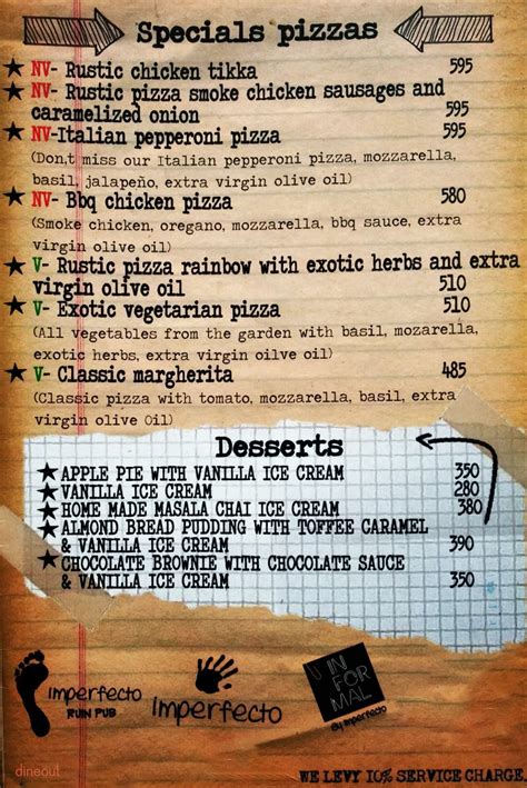 Menu of Imperfecto, Sector 38A, Noida | Dineout