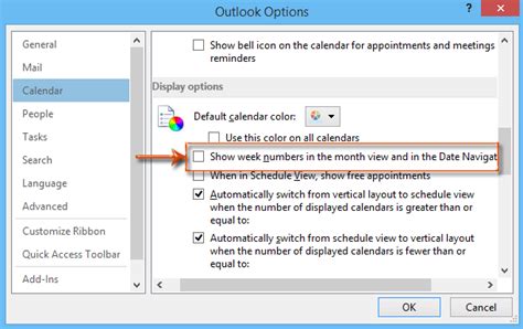 How to show the week numbers in Calendar in Outlook?