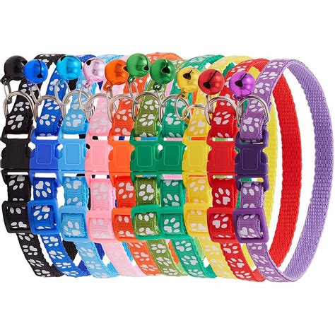 12 Colors Cat Collars Pack, Adjustable Kitten Collar with Metal Jingle ...