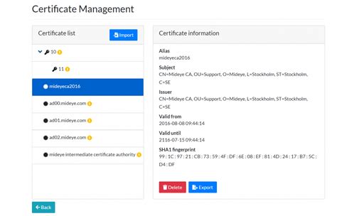 Certificate Management - Mideye Documentation