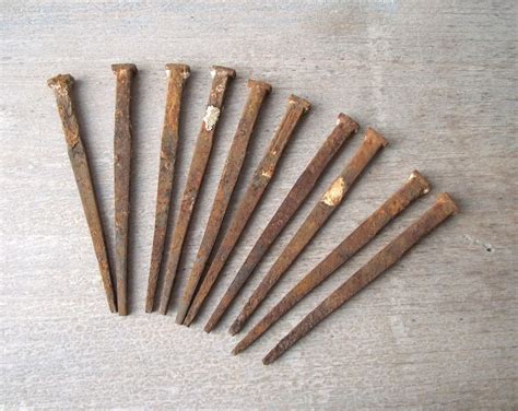 Antique Square Nails / Set of 10 Rusty Iron Nails / Rustic | Etsy ...