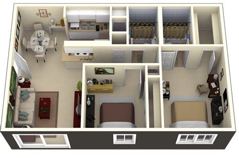 Small house plans, Apartment layout, Two bedroom house