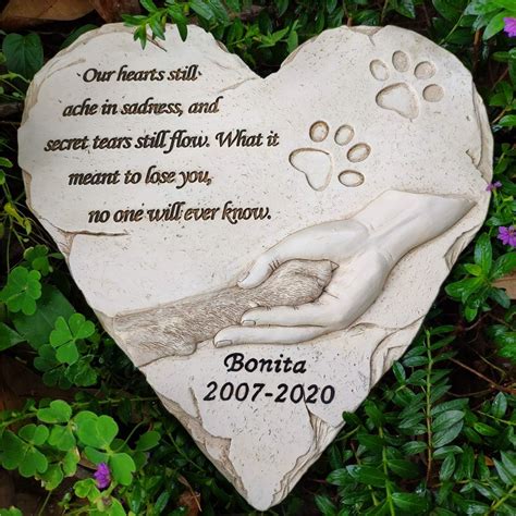 Amazon.com : Heart Shaped Pet Memorial Stones, Personalized Dog ...