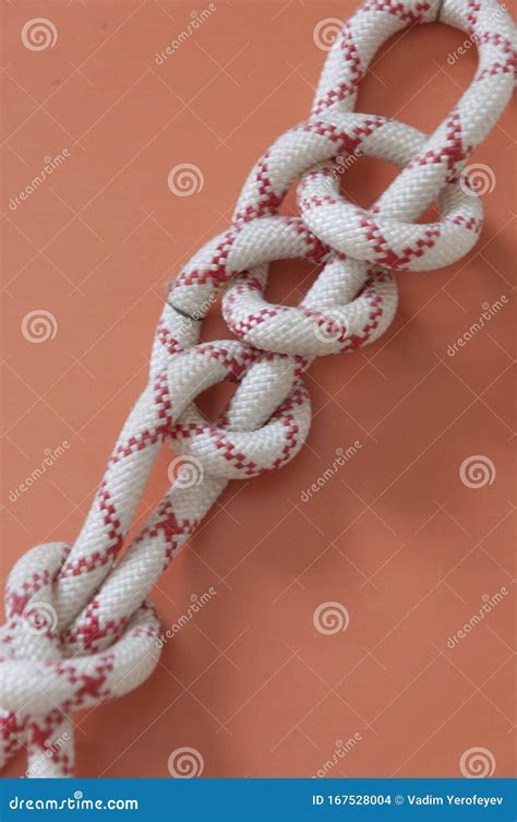 Knot on a Rope for Climbers. Mountaineering Center Stock Photo - Image ...