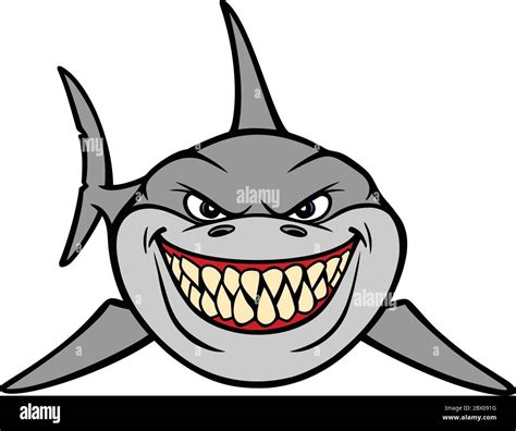 Shark Smile- A Cartoon Illustration of a Shark Smiling Stock Vector ...