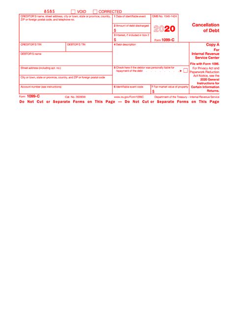 IRS 1099-C 2020 - Fill and Sign Printable Template Online | US Legal Forms