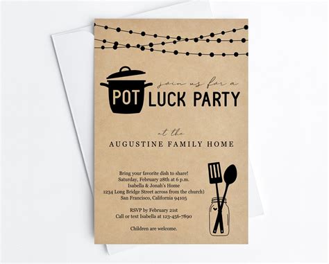 Potluck Party Invitation Template, Neighborhood Block Party, Birthday ...