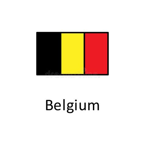 National Flag of Belgium in Simple Colors with Name Icon Stock ...