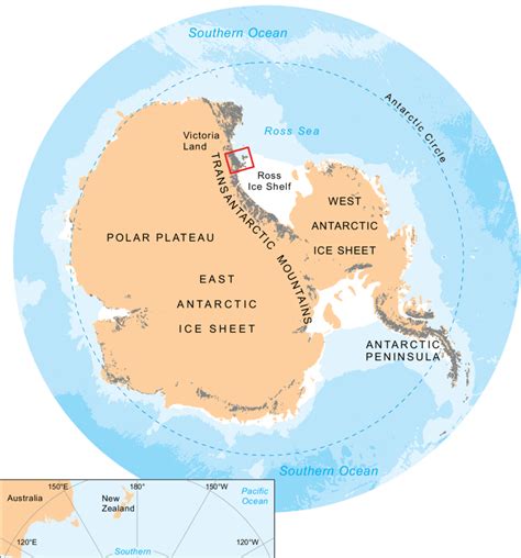 Location map showing the part of the Transantarctic Mountains and Ross ...