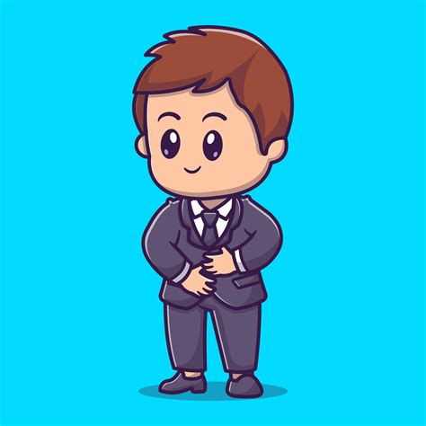 Cute rich boy businessman cartoon vector icon illustration. people ...