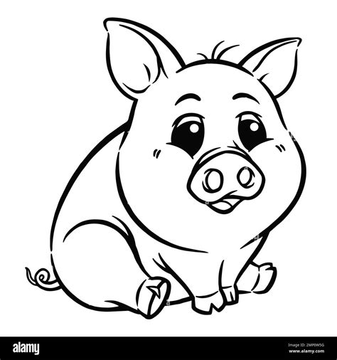 Vector illustration of cartoon pig - Coloring book for kids Stock ...