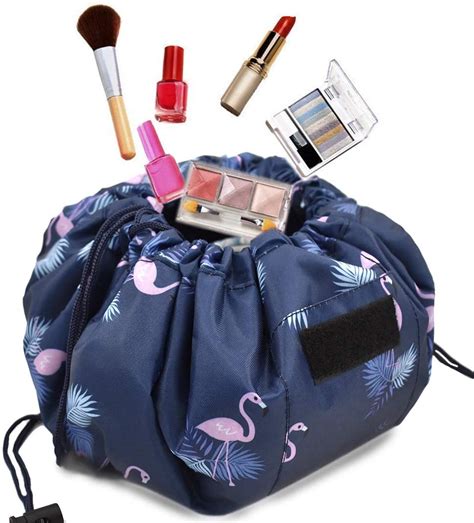 TOPSEFU Lazy Drawstring Make up Bag Portable Large Travel Cosmetic Bag ...