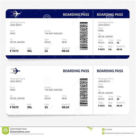 Fill In Blank Free Editable Airline Ticket Template Boarding Pass ...