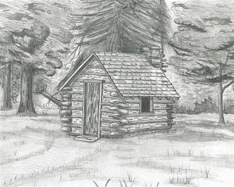 Cabin in the Woods Drawing by David Lingenfelter - Pixels