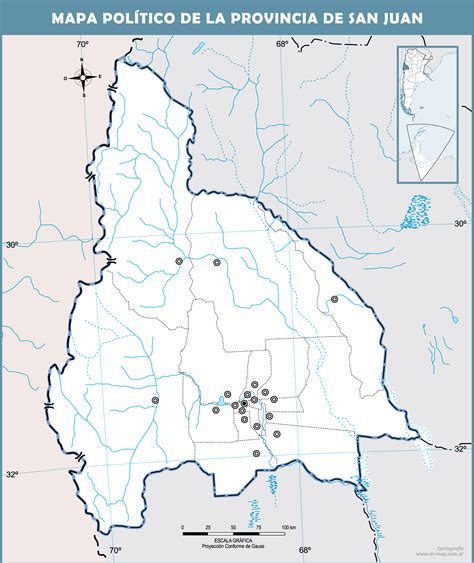 Mapa político mudo de la Provincia de San Juan, Argentina - Tamaño ...