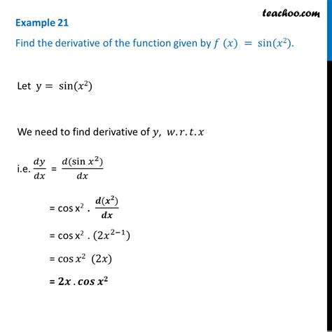 Example 21 - Find derivative of f(x) = sin x2 - Finding derivative of