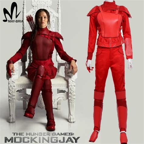 Hunger Games 3 Katniss Everdeen Cosplay costume Red leather Katniss ...