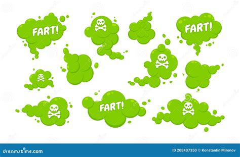 Smelling Green Cartoon Fart Cloud Flat Style Design Vector Illustration ...