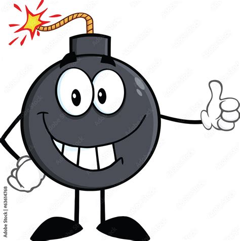 Smiling Bomb Cartoon Character Showing Thumbs Up Stock Vector | Adobe Stock