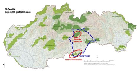 Map of Slovakia with its National Park and Protected Land Areas, with ...