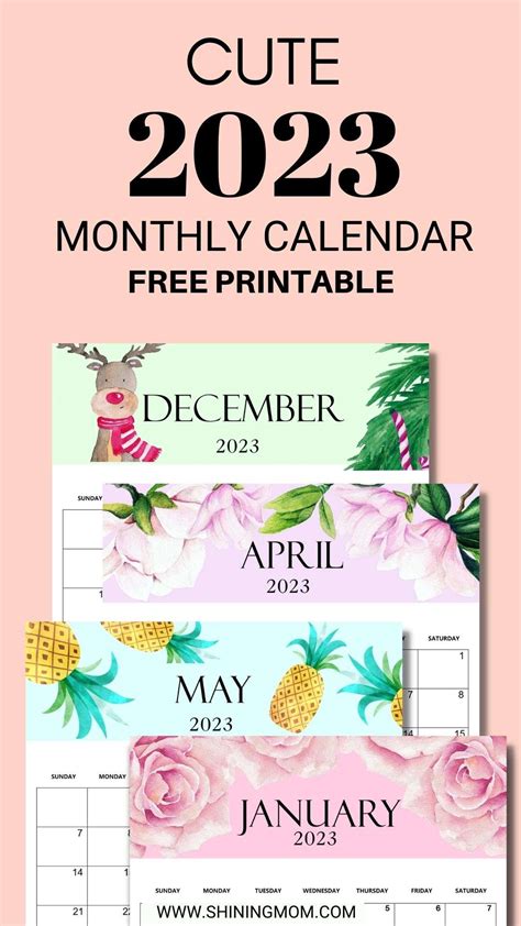 cute 2023 printable calendar printable calendar 2023 - cute free ...