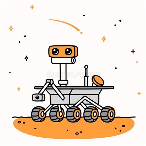 Cartoon Mars rover. Cute cartoon drawing of Mars rover. Space ...