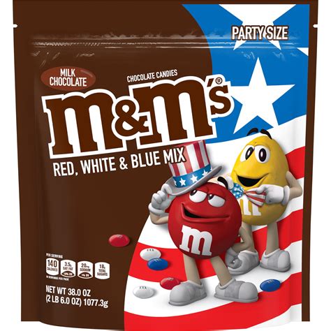 M&M'S Milk Chocolate Red, White & Blue Candy Party Size - 38oz ...