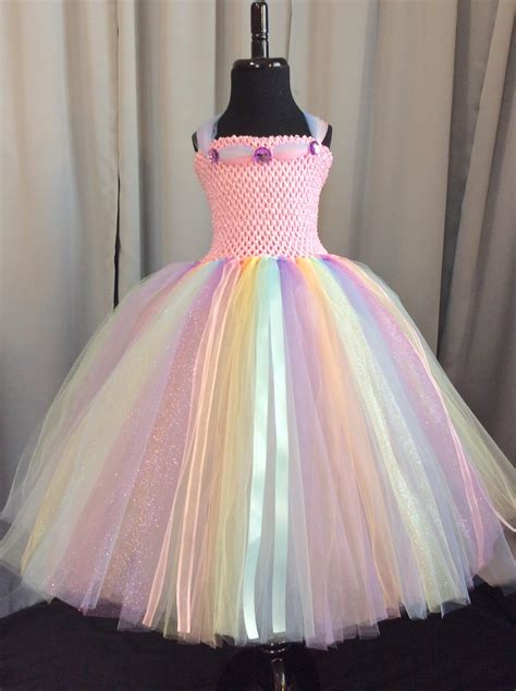 Pastel rainbow princess tulle tutu dress tulle tutu dress for | Etsy