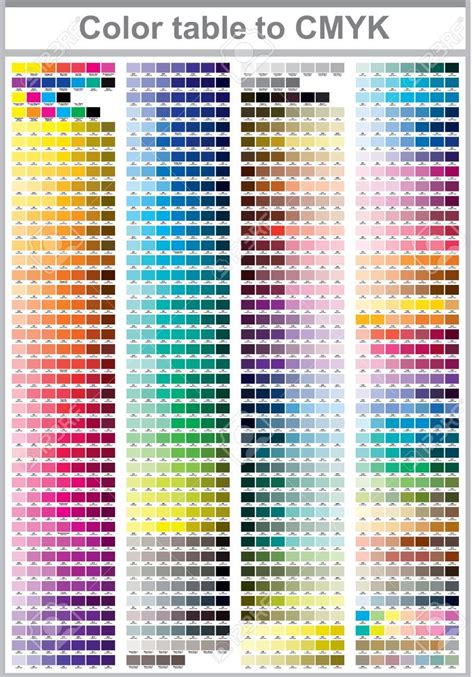 Color Table Pantone To CMYK. Color Print Test Page. Illustration ...