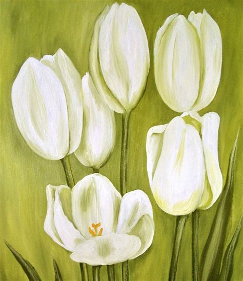 Original WHITE TULIPS Oil Painting Modern Art Floral | Etsy