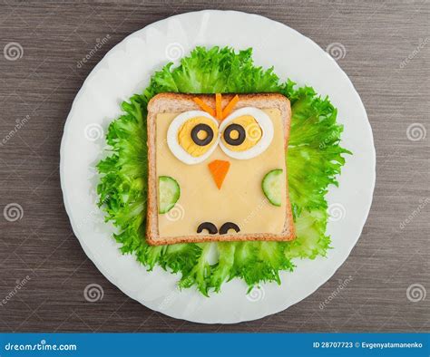 Design Food. Creative Sandwich for Child with Picture Little Ow Stock ...