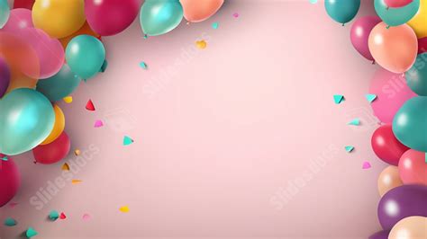 Fondo Fiesta De Cumpleaños Globos Rosa Ilustración para Power Point y ...